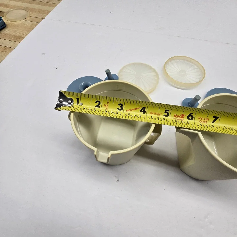 Vintage Tupperware Sugar Creamer Set Cream Blue MCM Kitchenware 1414 1415